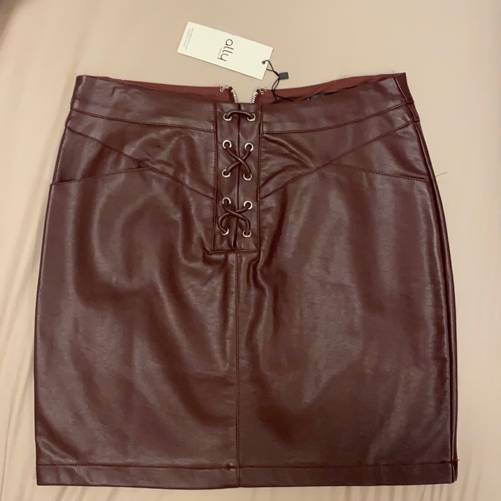 Brand new leather lace up skirt, tag on, size 6 US